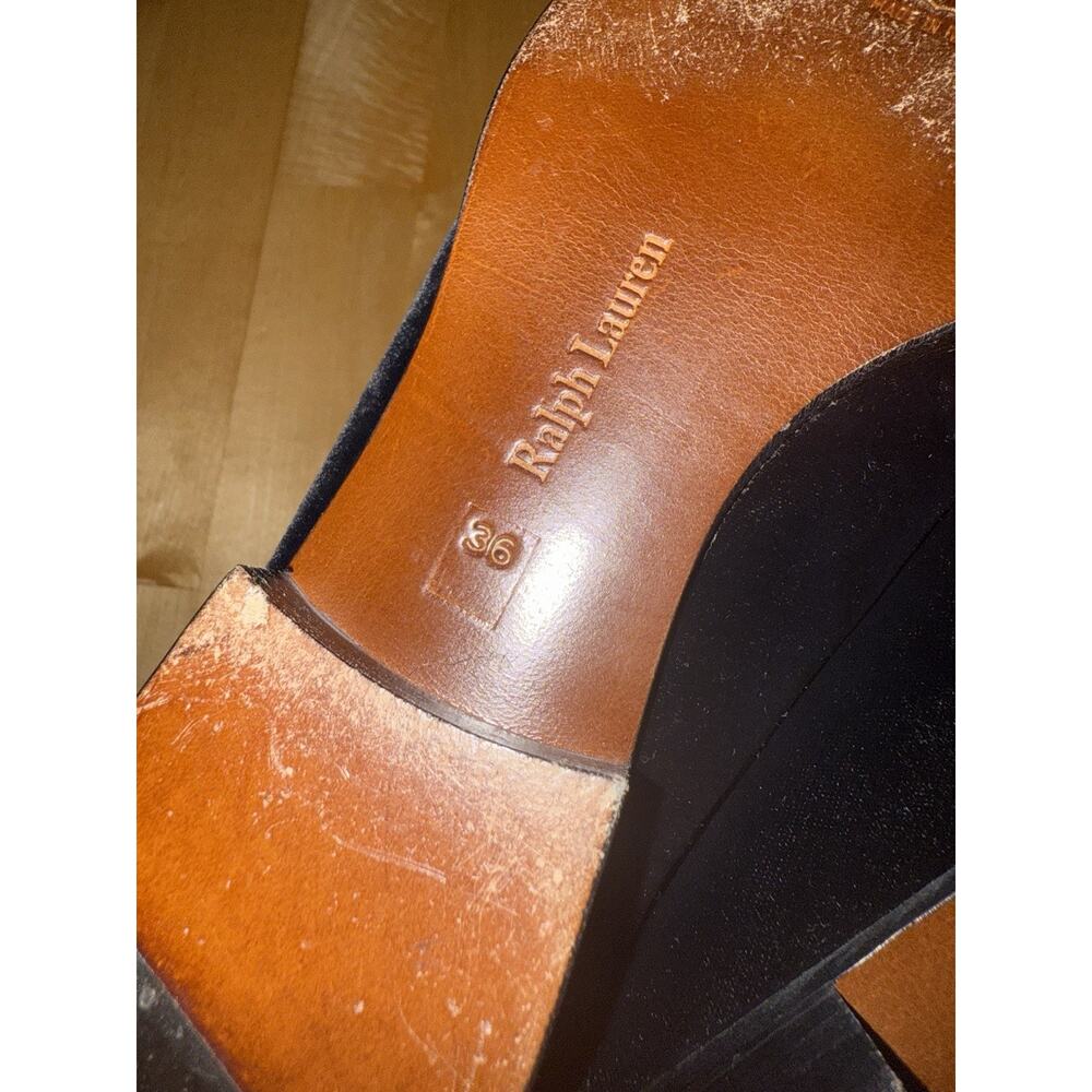 VTG Ralph Lauren Collection Velvet Loafer Mules Lion Crest 36 - Picture 3 of 4